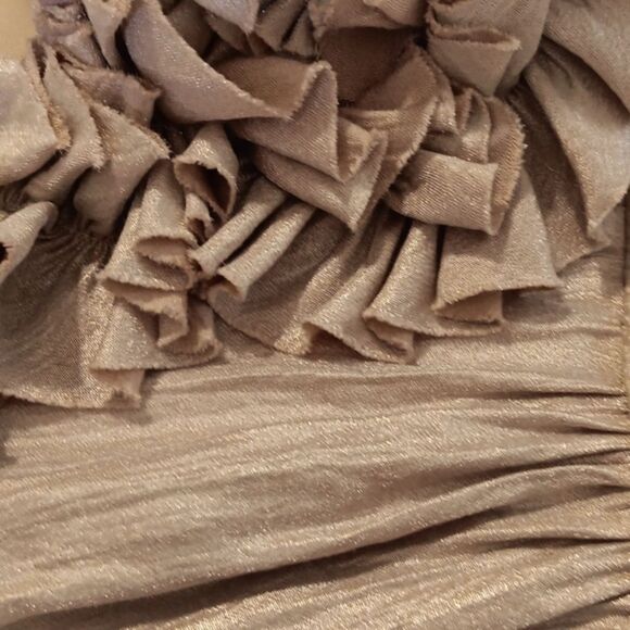 London Times Gold Ruffled and Layered Dress. Cocktail. Evening. Wedding. - Picture 8 of 9